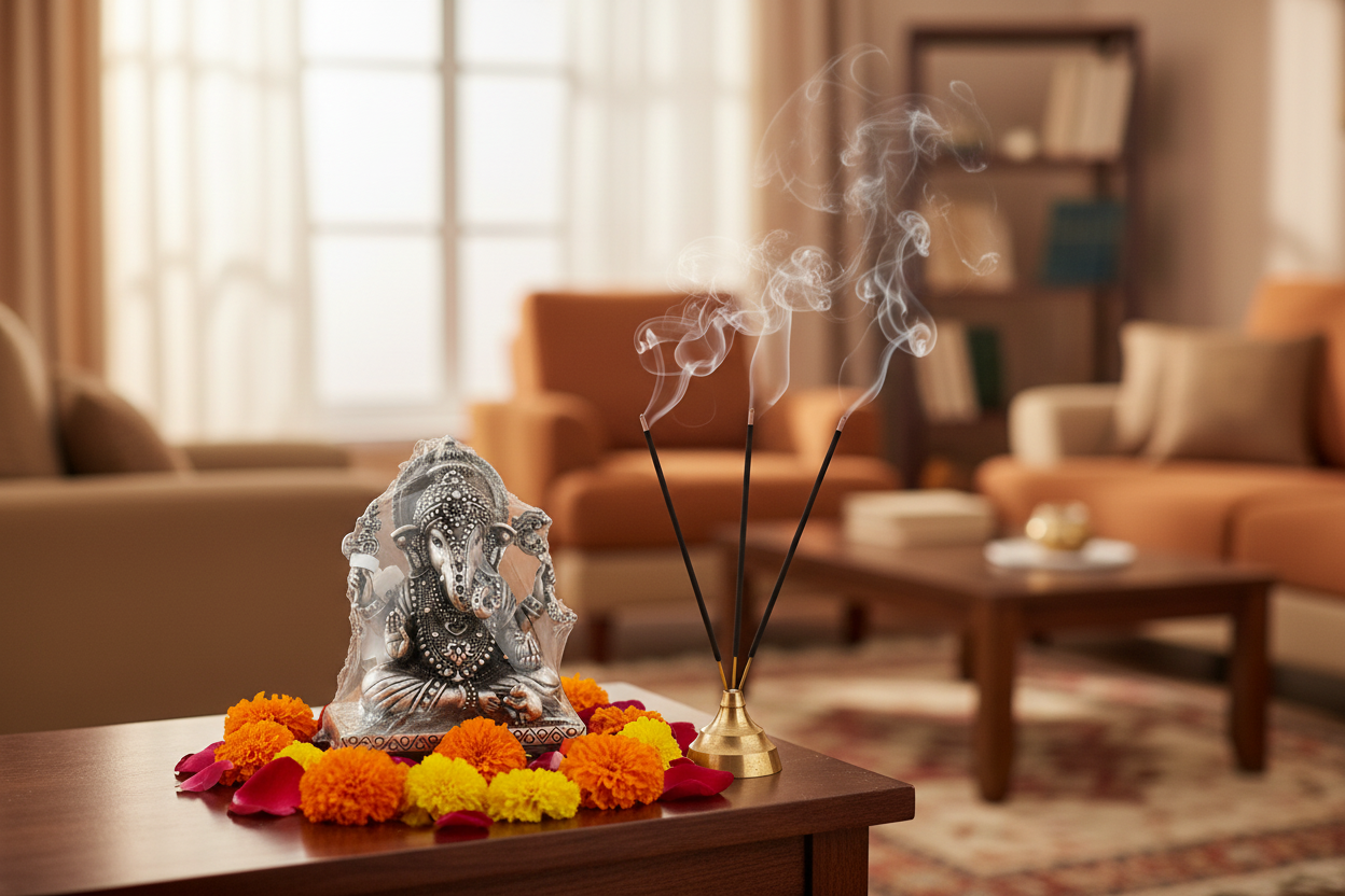 Silver Ganesha Idol 120gm – Divine Ganpati Murti for Home Mandir & Gifting