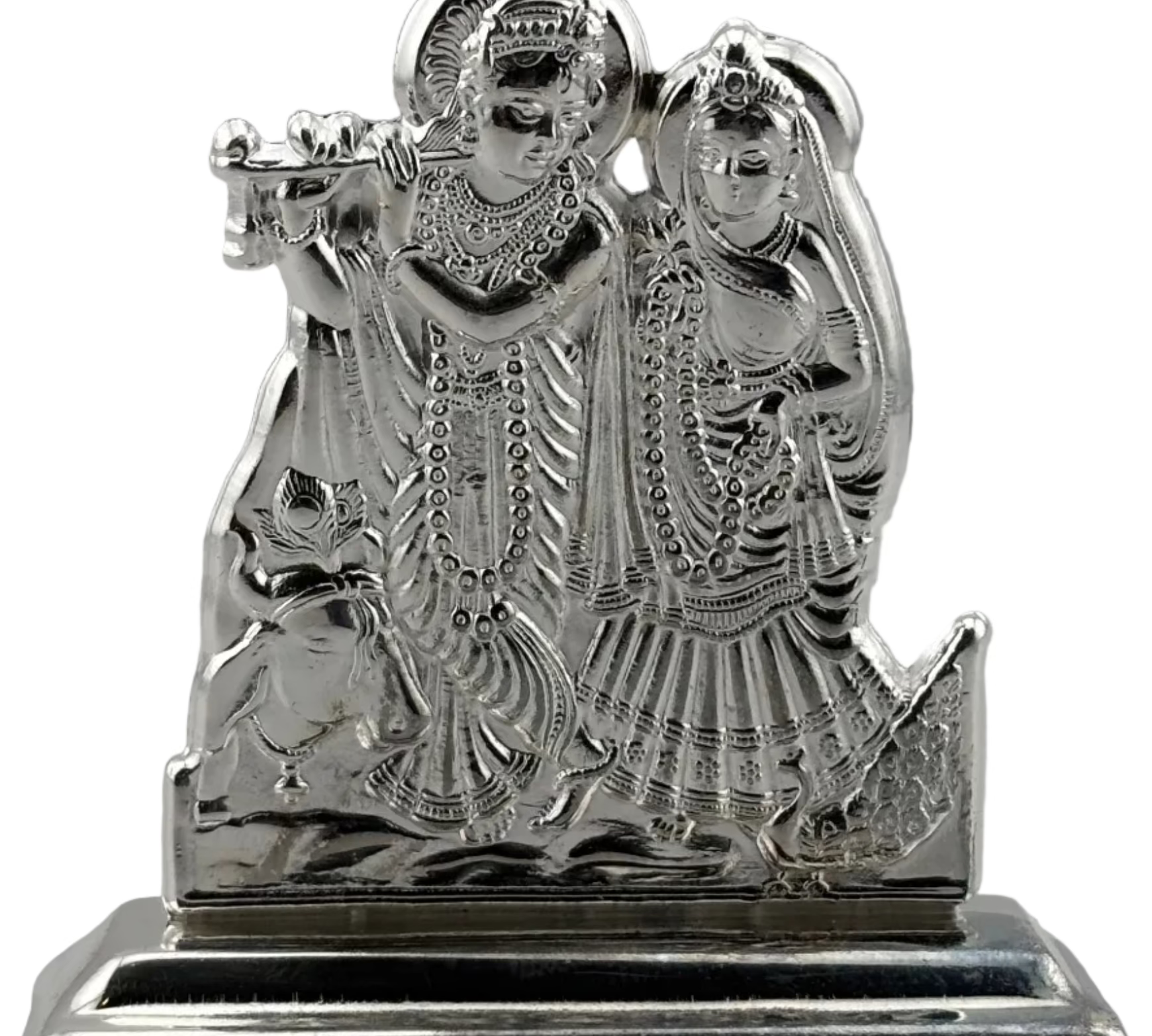 Silver Radha Krishna Idol 22gm – Spiritual Radha Krishna Murti for Temple Decor & Festivals