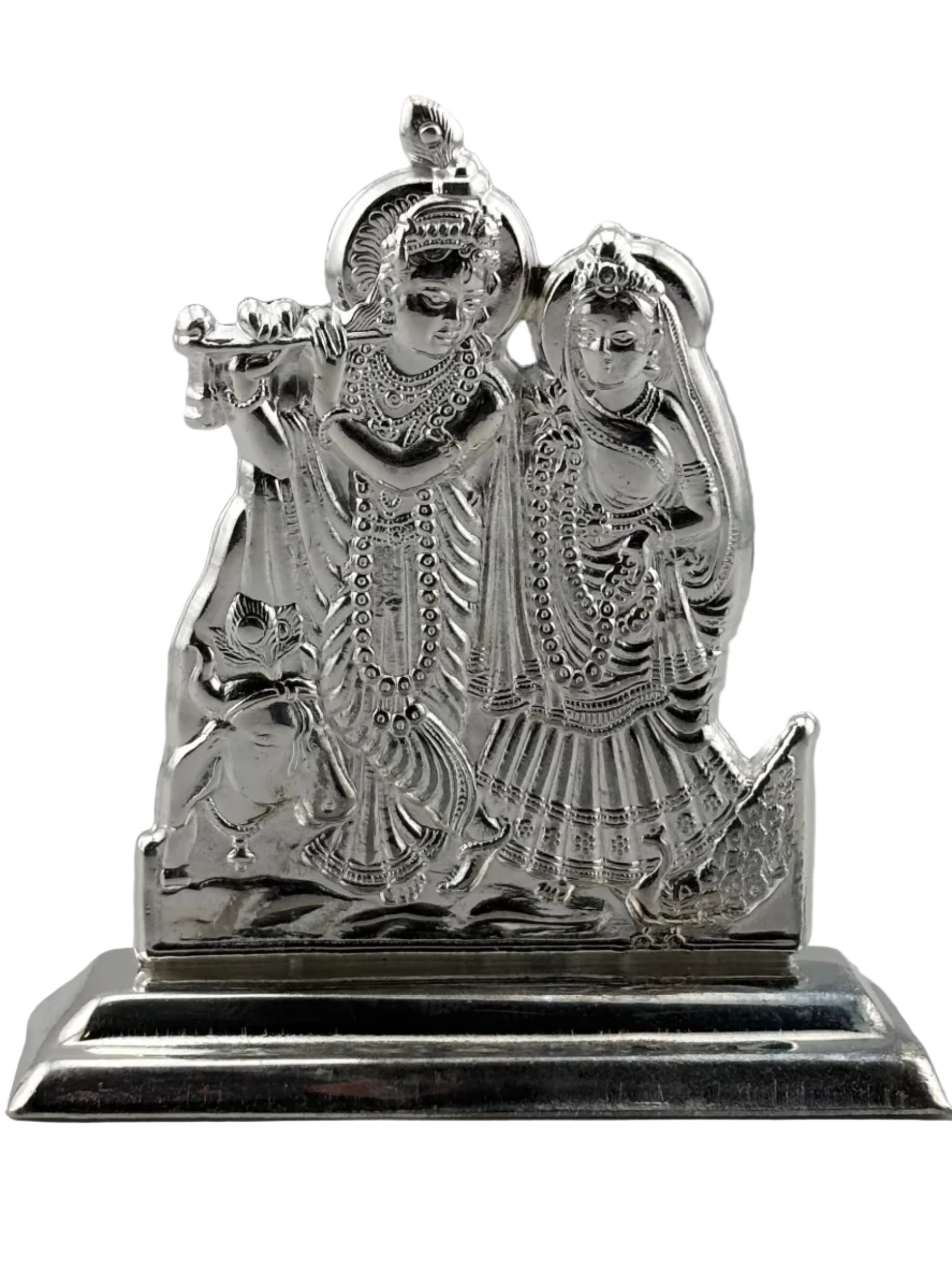 Silver Radha Krishna Idol 22gm – Spiritual Radha Krishna Murti for Temple Decor & Festivals