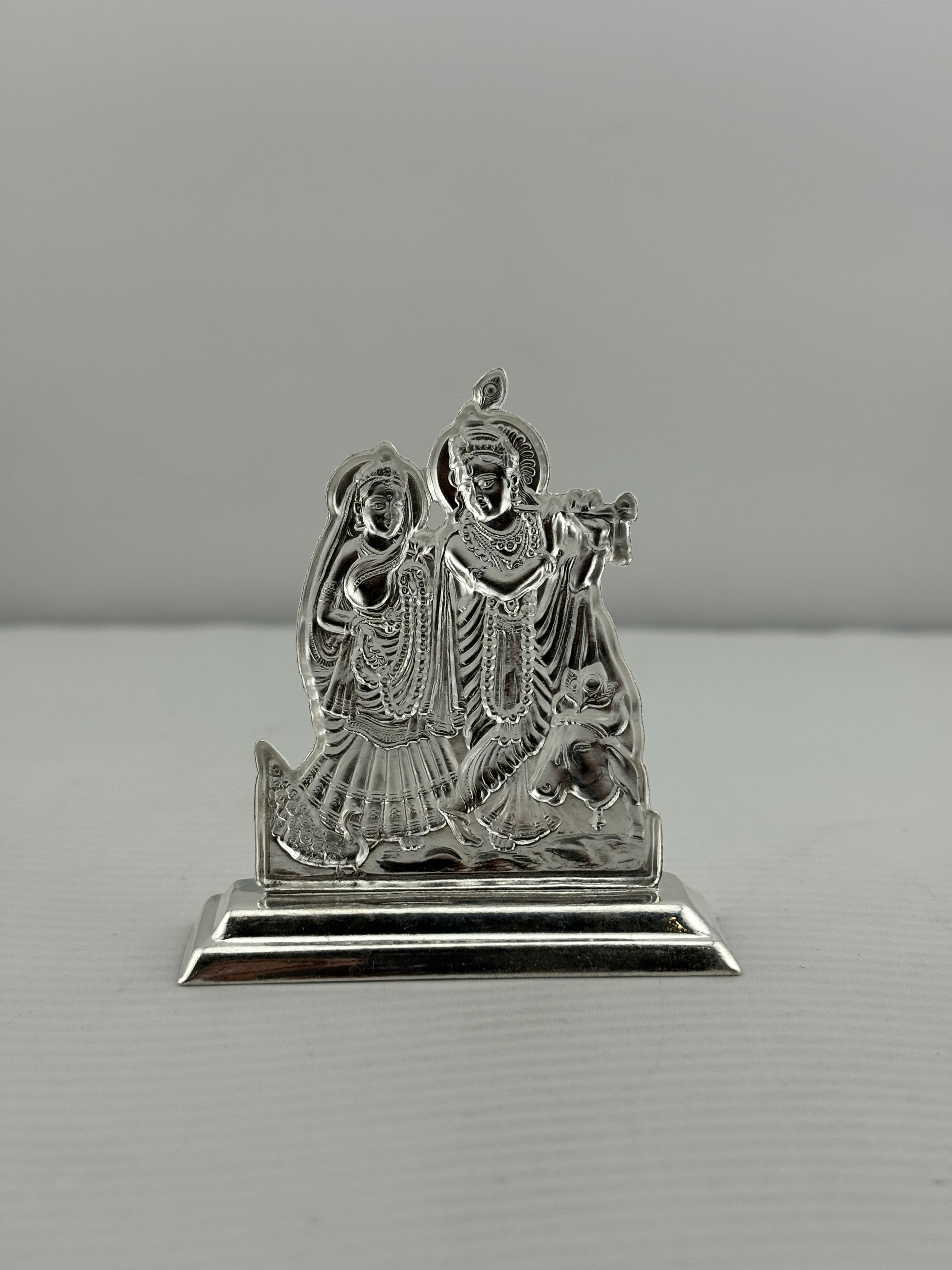Silver Radha Krishna Idol 22gm – Spiritual Radha Krishna Murti for Temple Decor & Festivals