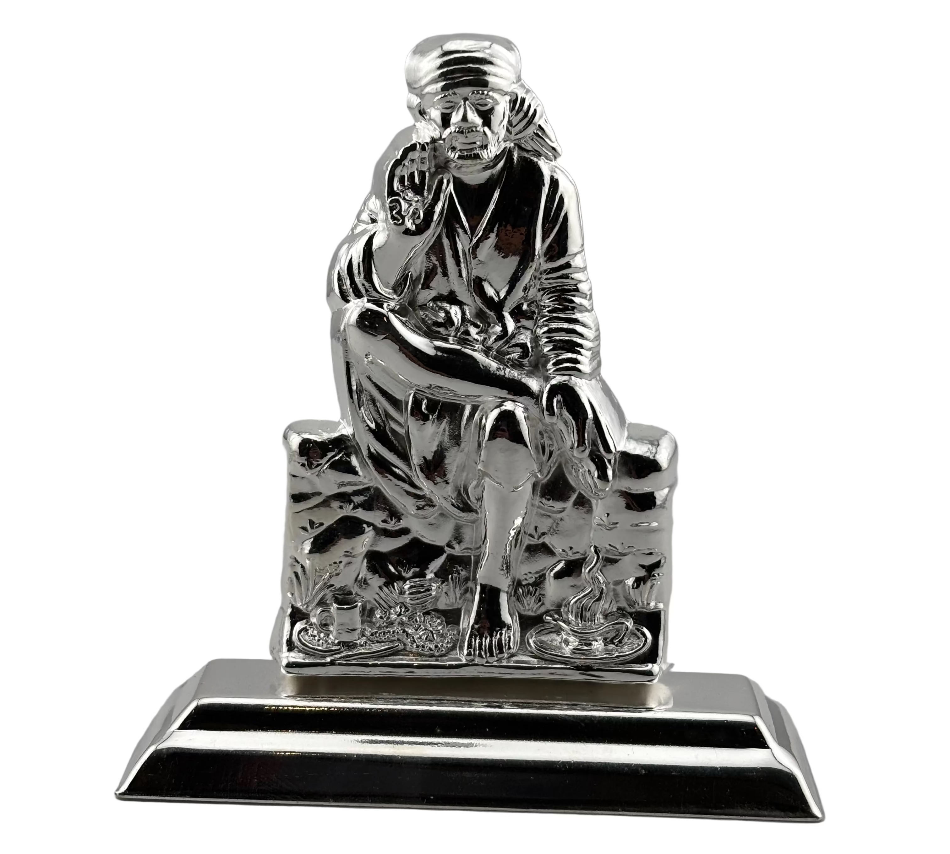 Silver Sai Baba Idol 20gm – Spiritual Sai Baba Murti for Temple Decor & Festivals
