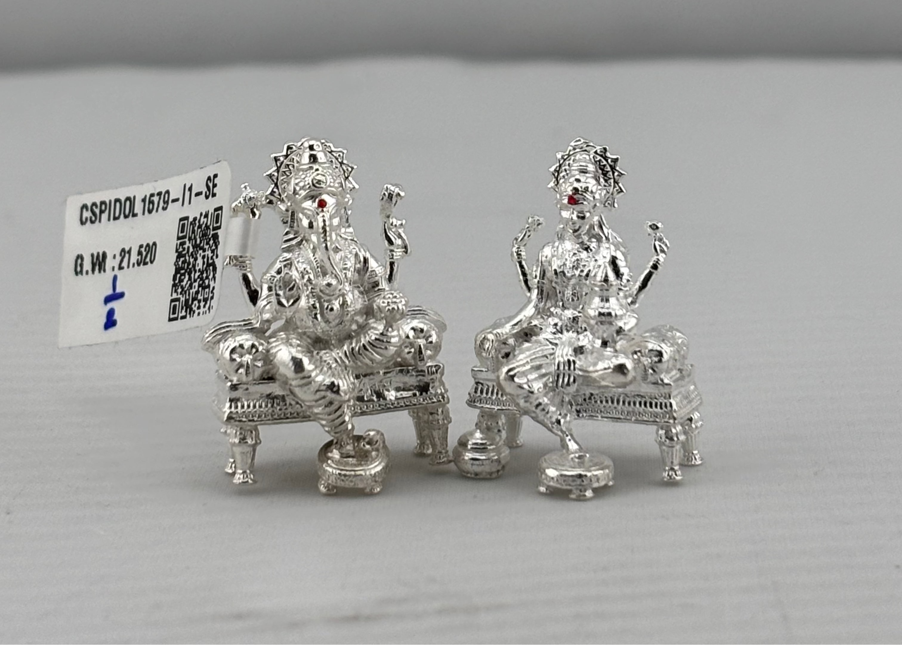 Silver Ganesh Lakshmi Idol 21gm – Spiritual Ganesh Lakshmi Murti for Temple Decor & Festivals