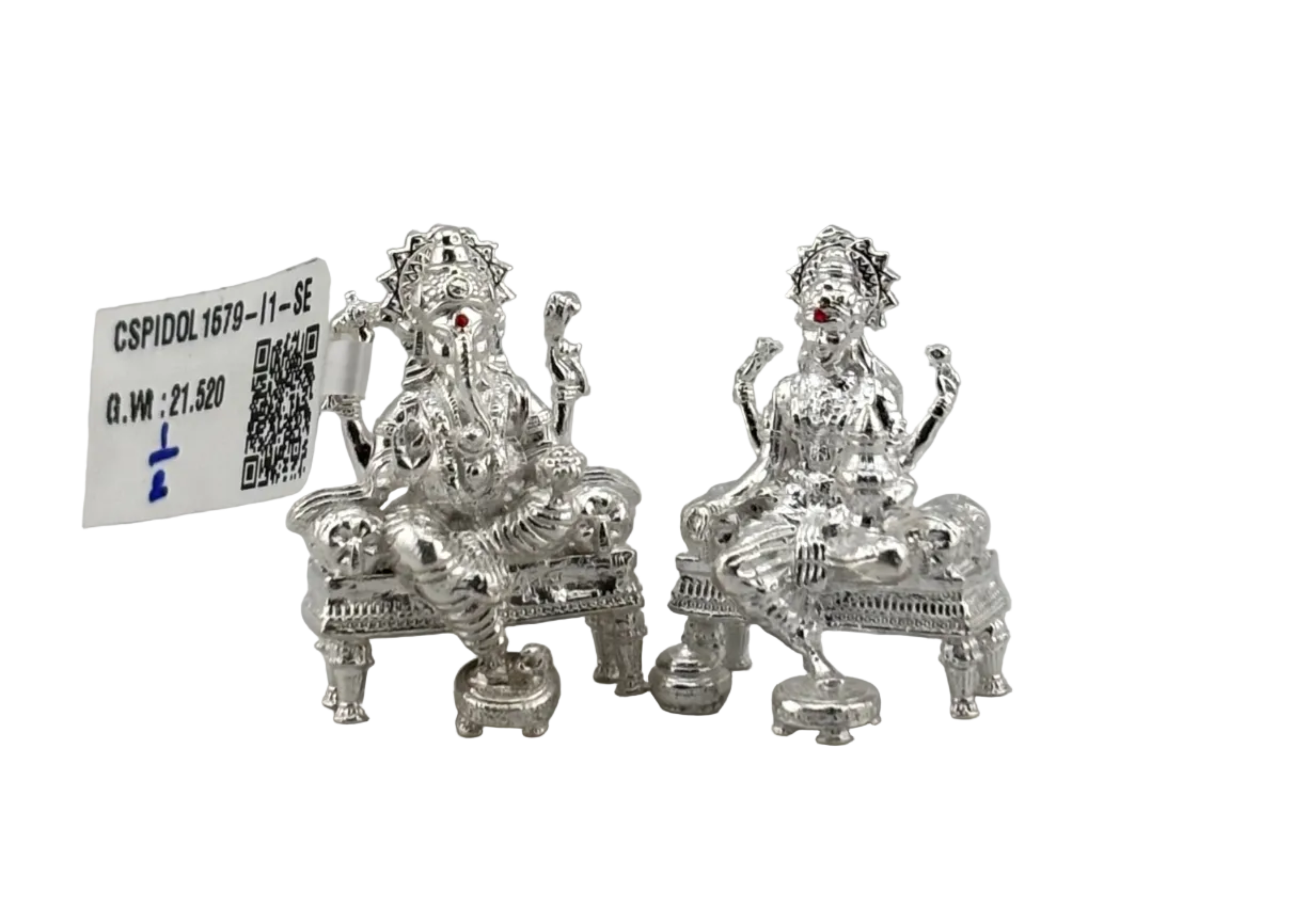 Silver Ganesh Lakshmi Idol 21gm – Spiritual Ganesh Lakshmi Murti for Temple Decor & Festivals