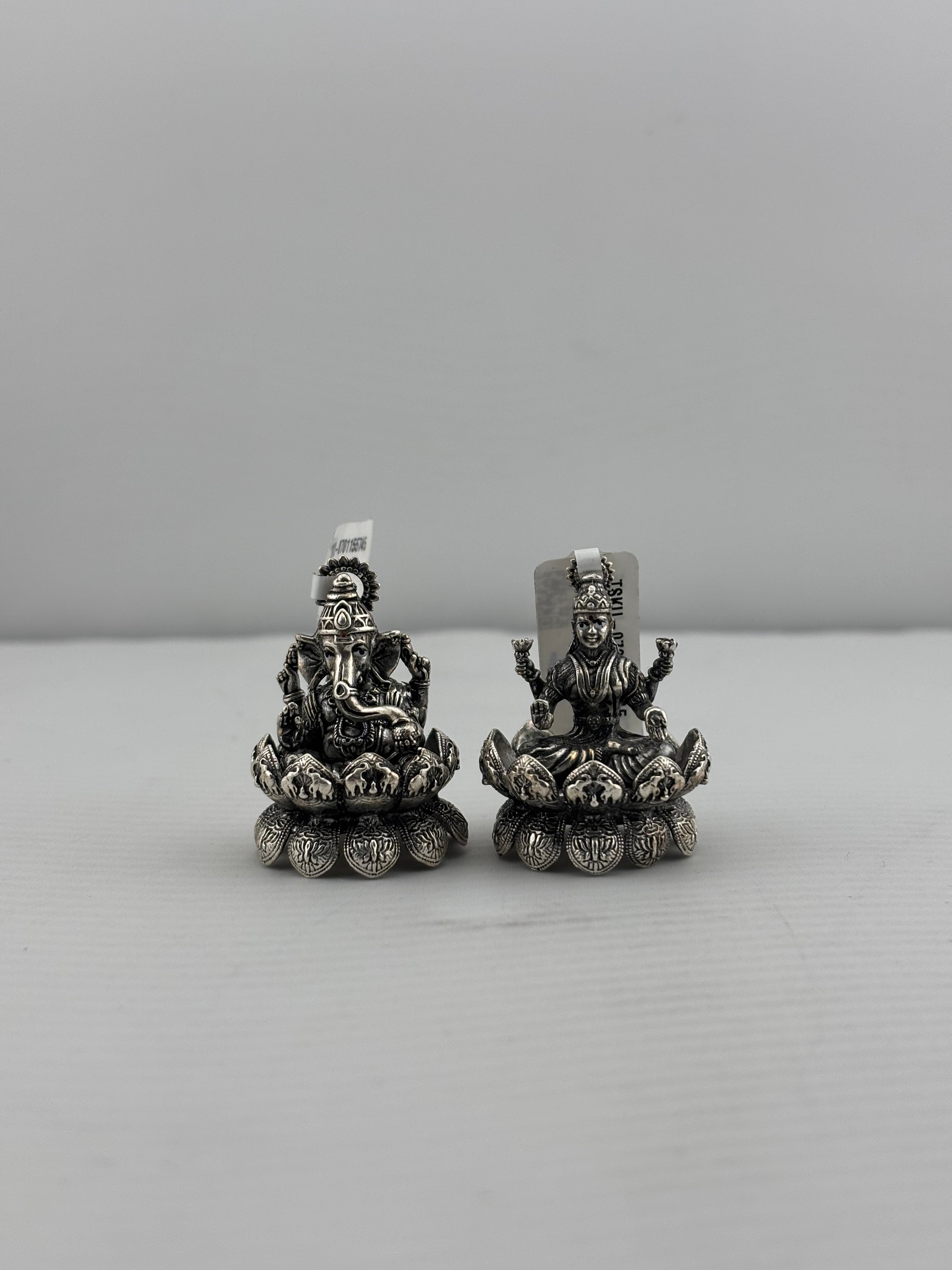 Silver Ganesh Lakshmi Idol 50gm – Spiritual Ganesh Lakshmi Murti for Temple Decor & Festivals