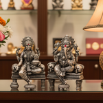 Silver Ganesh Lakshmi Idol 50gm – Spiritual Ganesh Lakshmi Murti for Temple Decor & Festivals