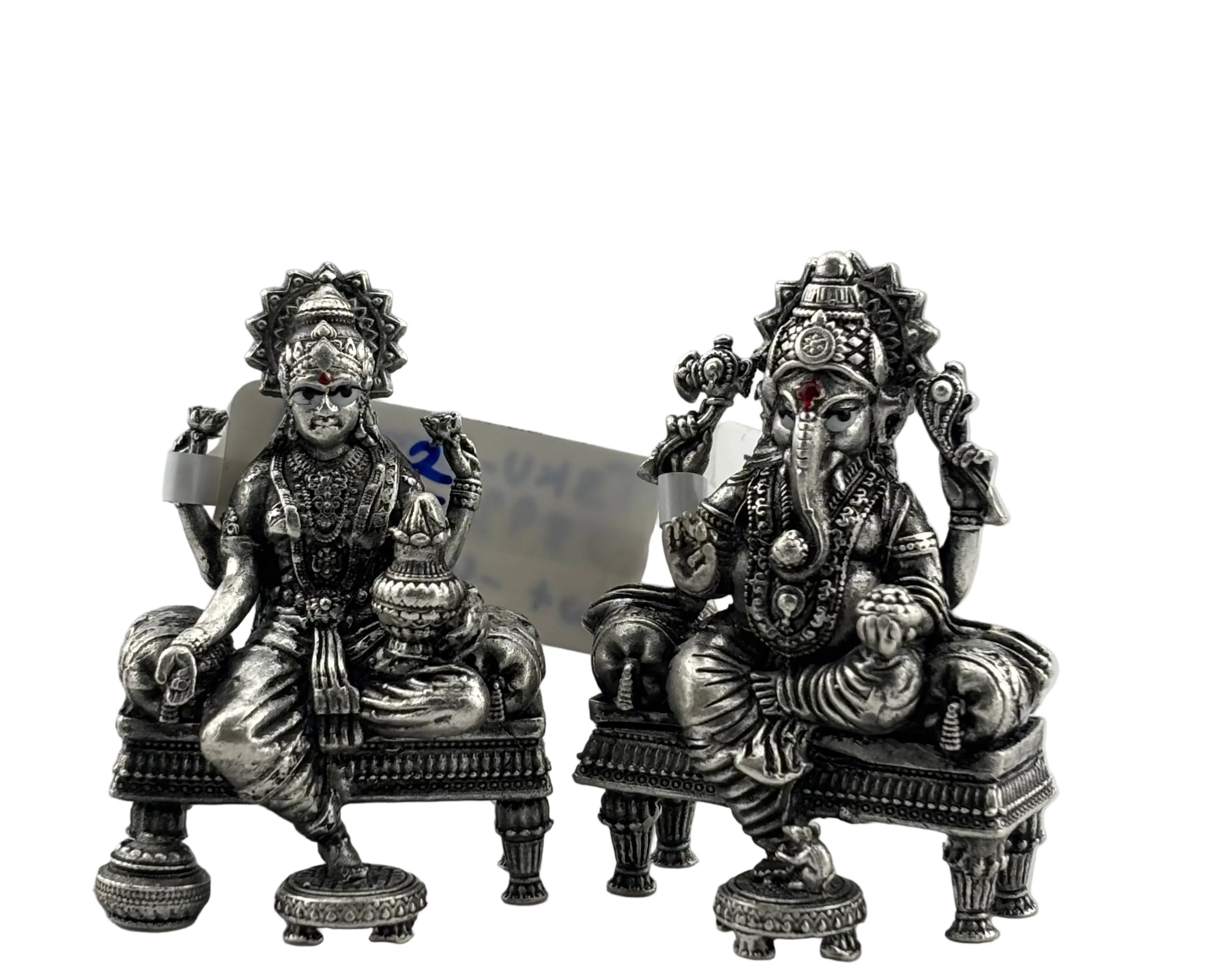 Silver Ganesh Lakshmi Idol 50gm – Spiritual Ganesh Lakshmi Murti for Temple Decor & Festivals