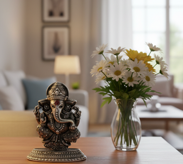Silver Lord Ganesh Idol 26gm – Spiritual Ganesh Murti for Temple Decor & Festivals