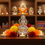Silver Maa Lakshmi Idol 10gm – Spiritual Lakshmi Murti for Temple Decor & Festivals