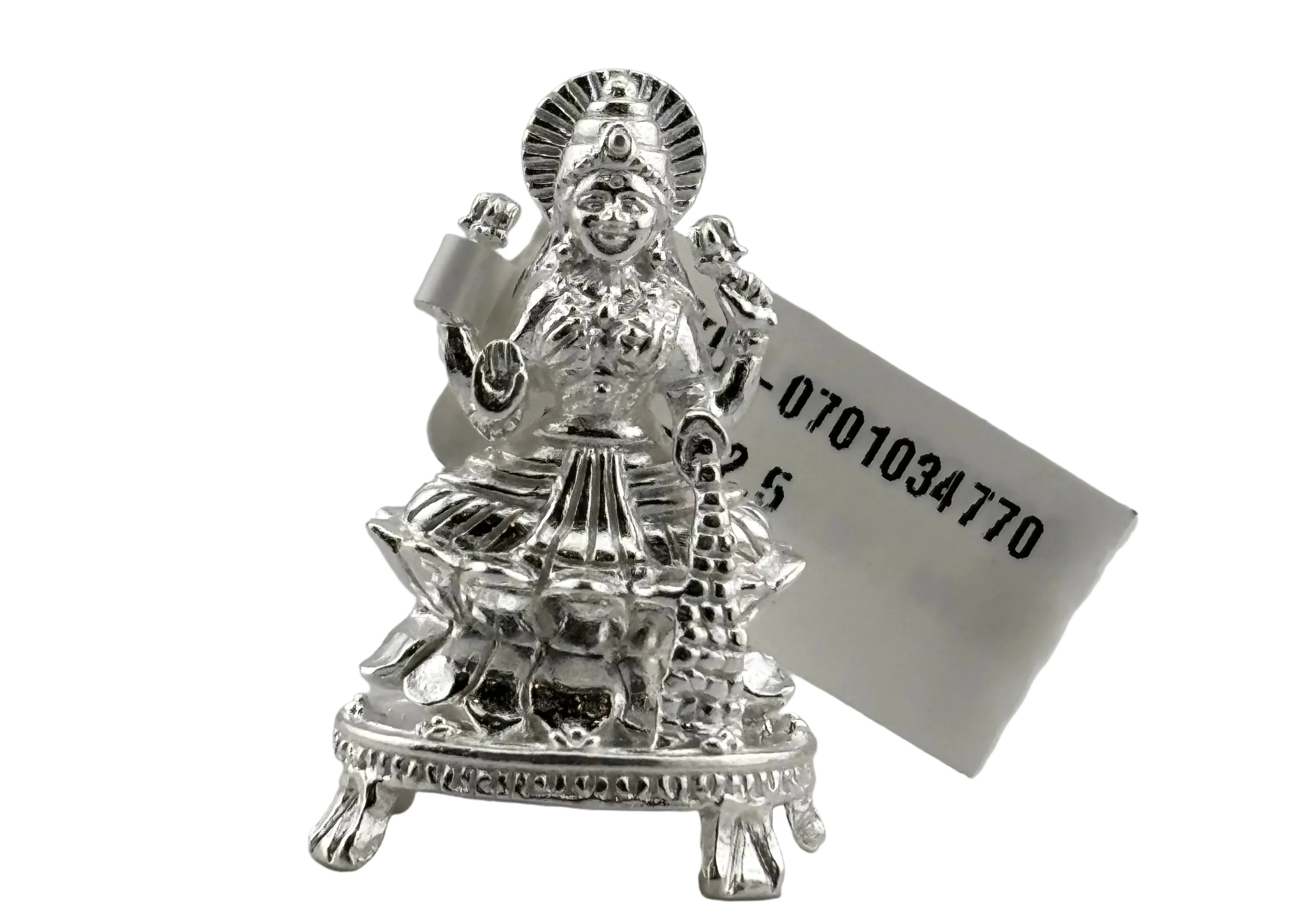Silver Maa Lakshmi Idol 10gm – Spiritual Lakshmi Murti for Temple Decor & Festivals