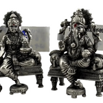 Silver Ganesh Lakshmi Idol 50gm – Spiritual Ganesh Lakshmi Murti for Temple Decor & Festivals