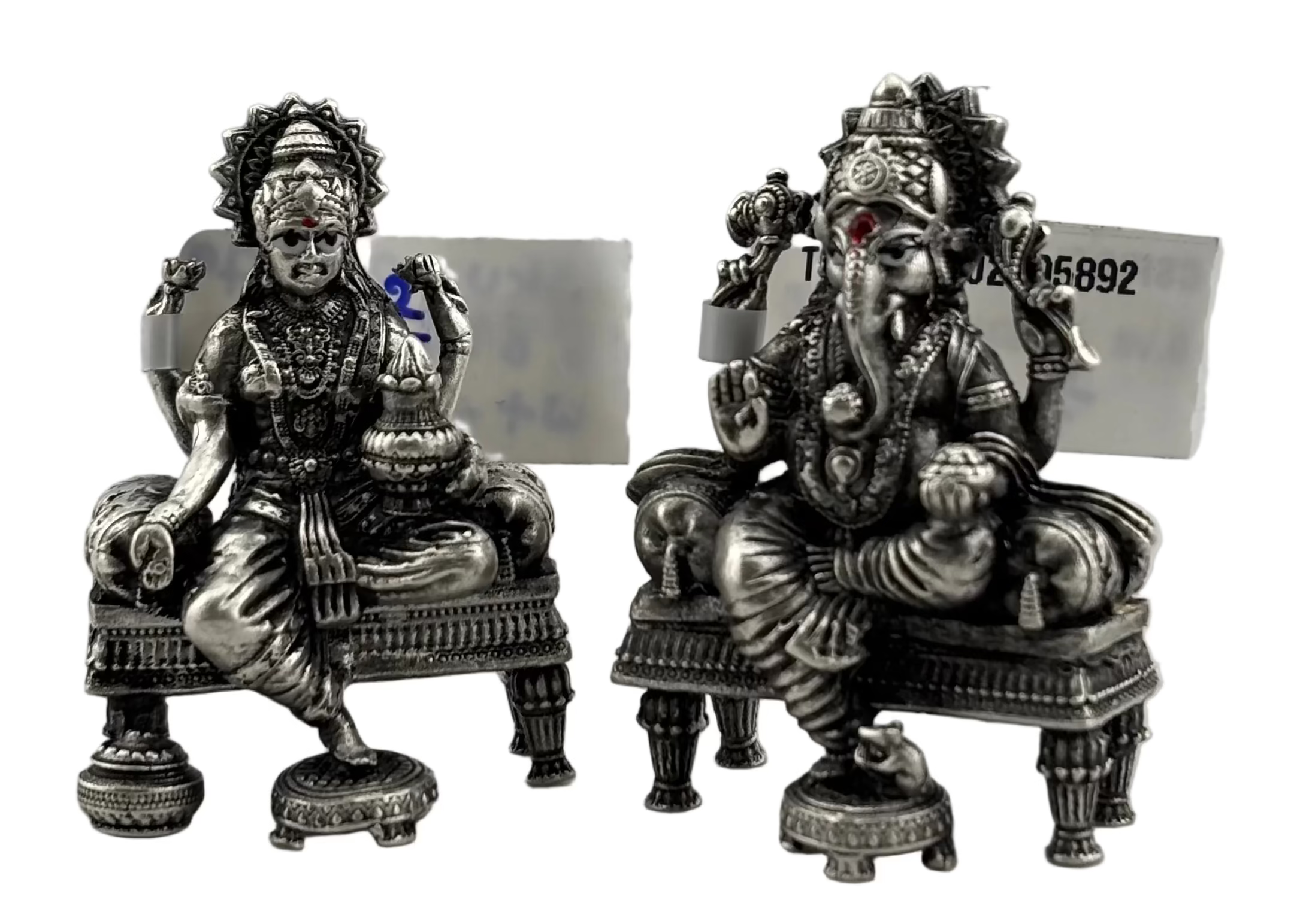Silver Ganesh Lakshmi Idol 50gm – Spiritual Ganesh Lakshmi Murti for Temple Decor & Festivals