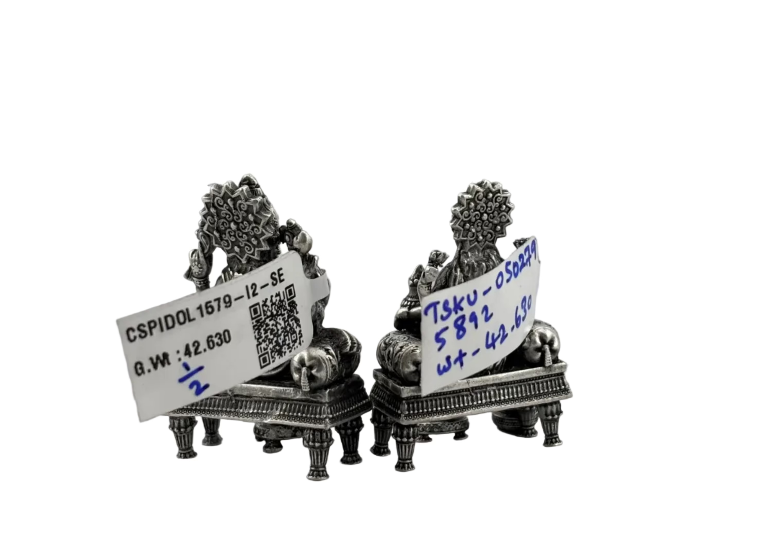 Silver Ganesh Lakshmi Idol 50gm – Spiritual Ganesh Lakshmi Murti for Temple Decor & Festivals