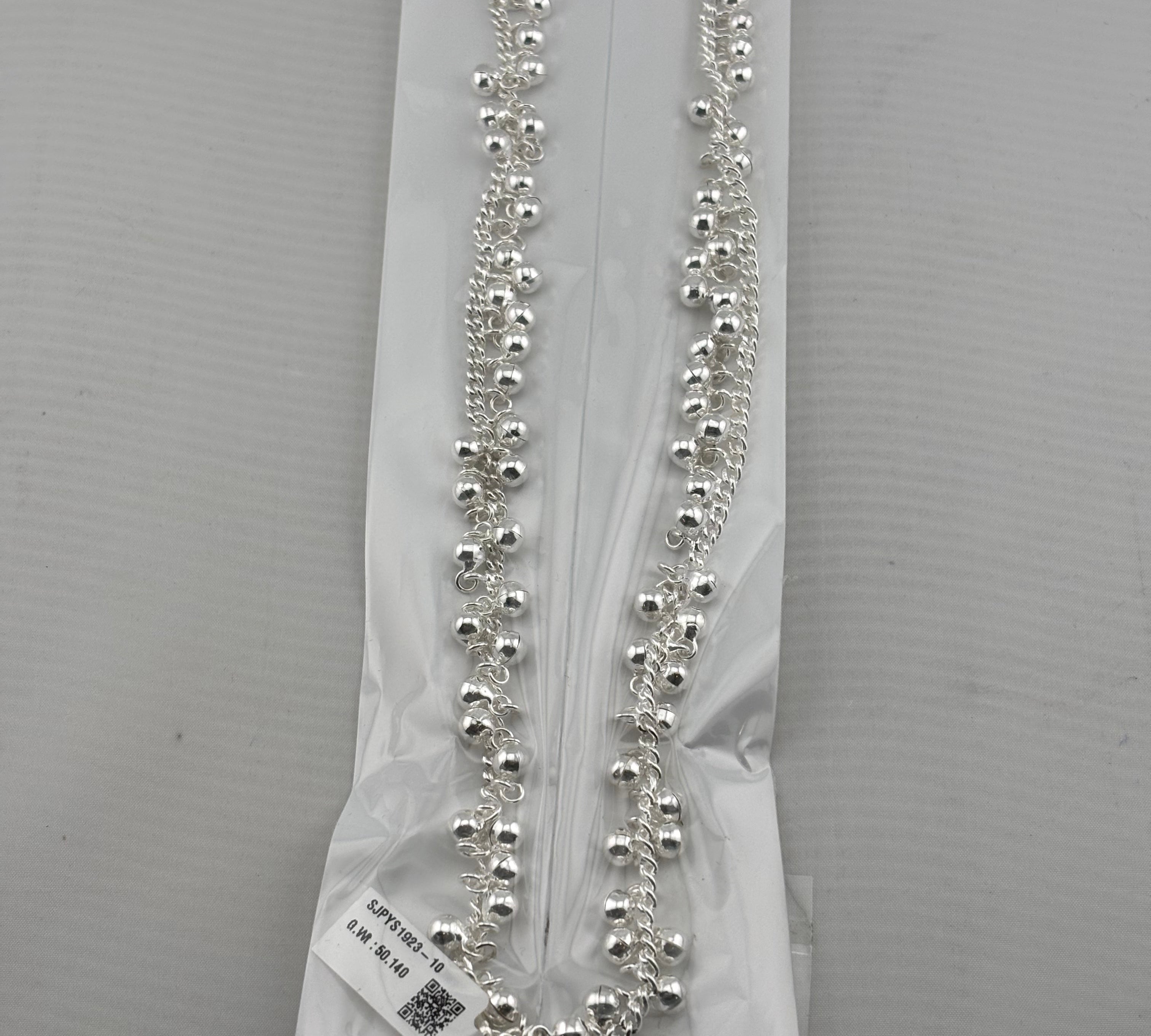 Ghungroo Silver Anklet – 99.9% Pure Silver – Adjustable – Weight: 50 g