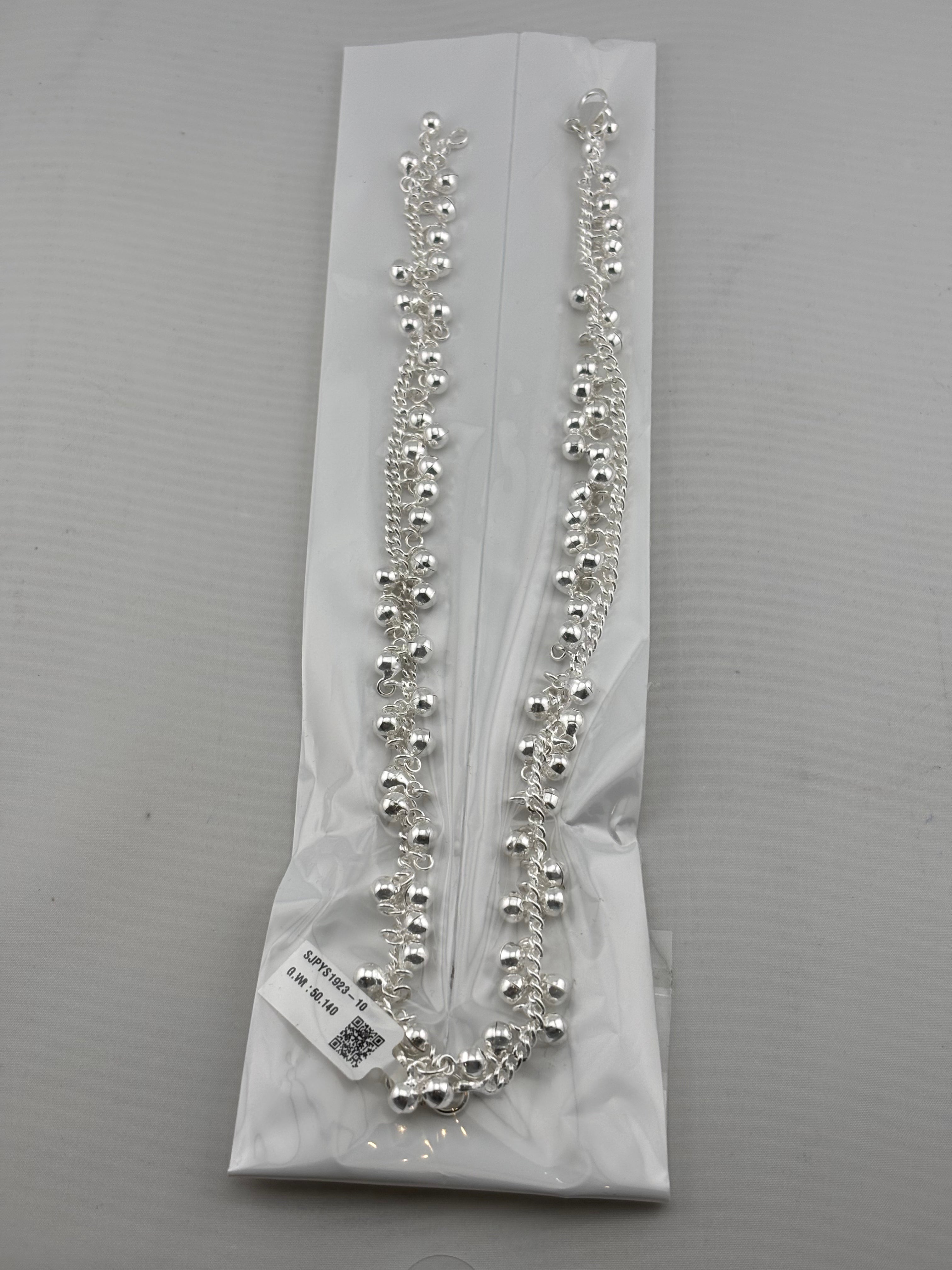 Ghungroo Silver Anklet – 99.9% Pure Silver – Adjustable – Weight: 50 g