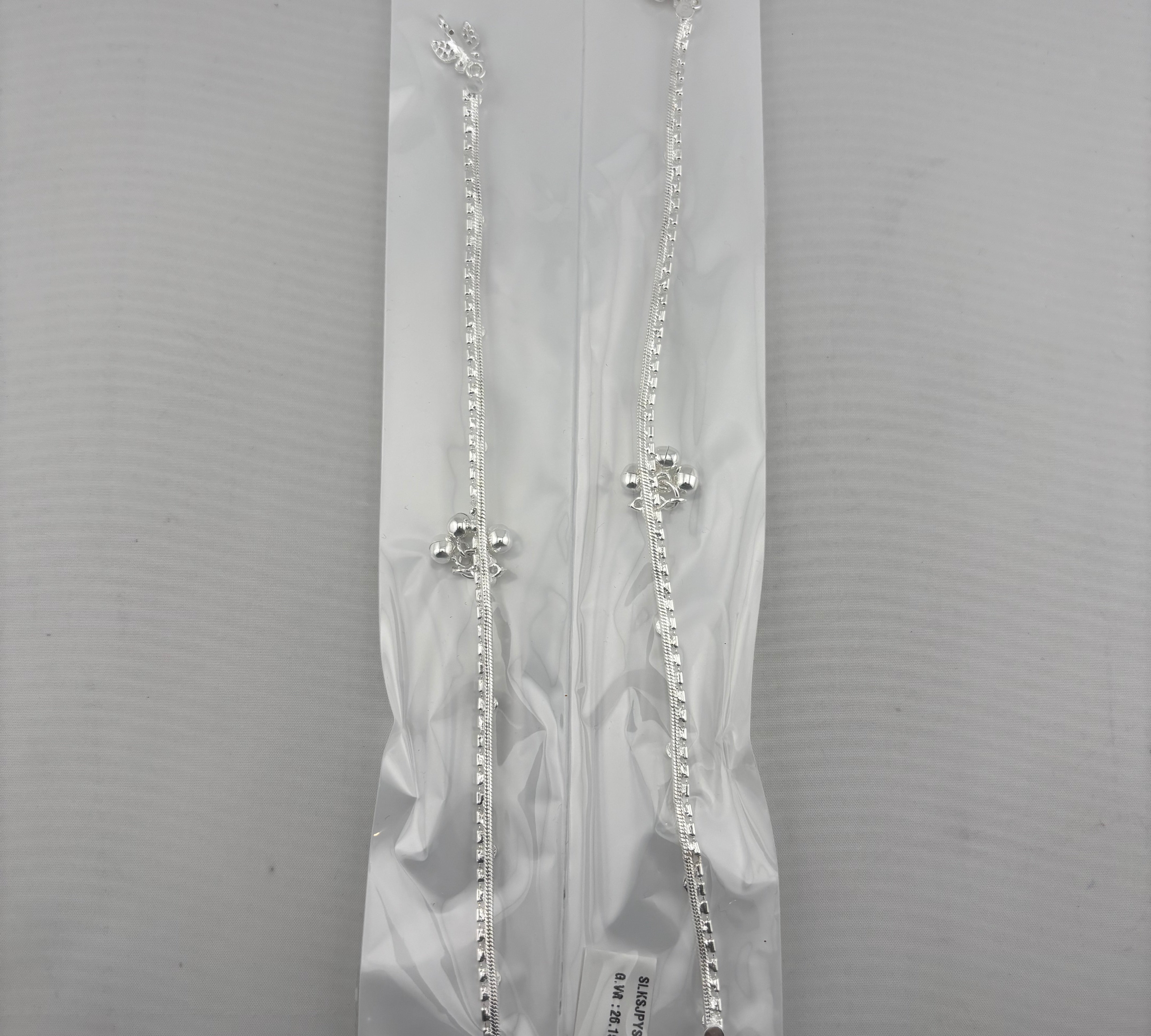 Leaf Charm Sleek Silver Anklet – 99.9% Pure Silver – Adjustable – 26.15 g