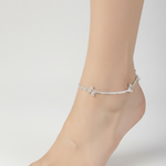 Leaf Charm Sleek Silver Anklet – 99.9% Pure Silver – Adjustable – 26.15 g