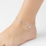 Heart Wave Delicate Silver Anklet – 99.9% Pure Silver – Adjustable – 14.00 g