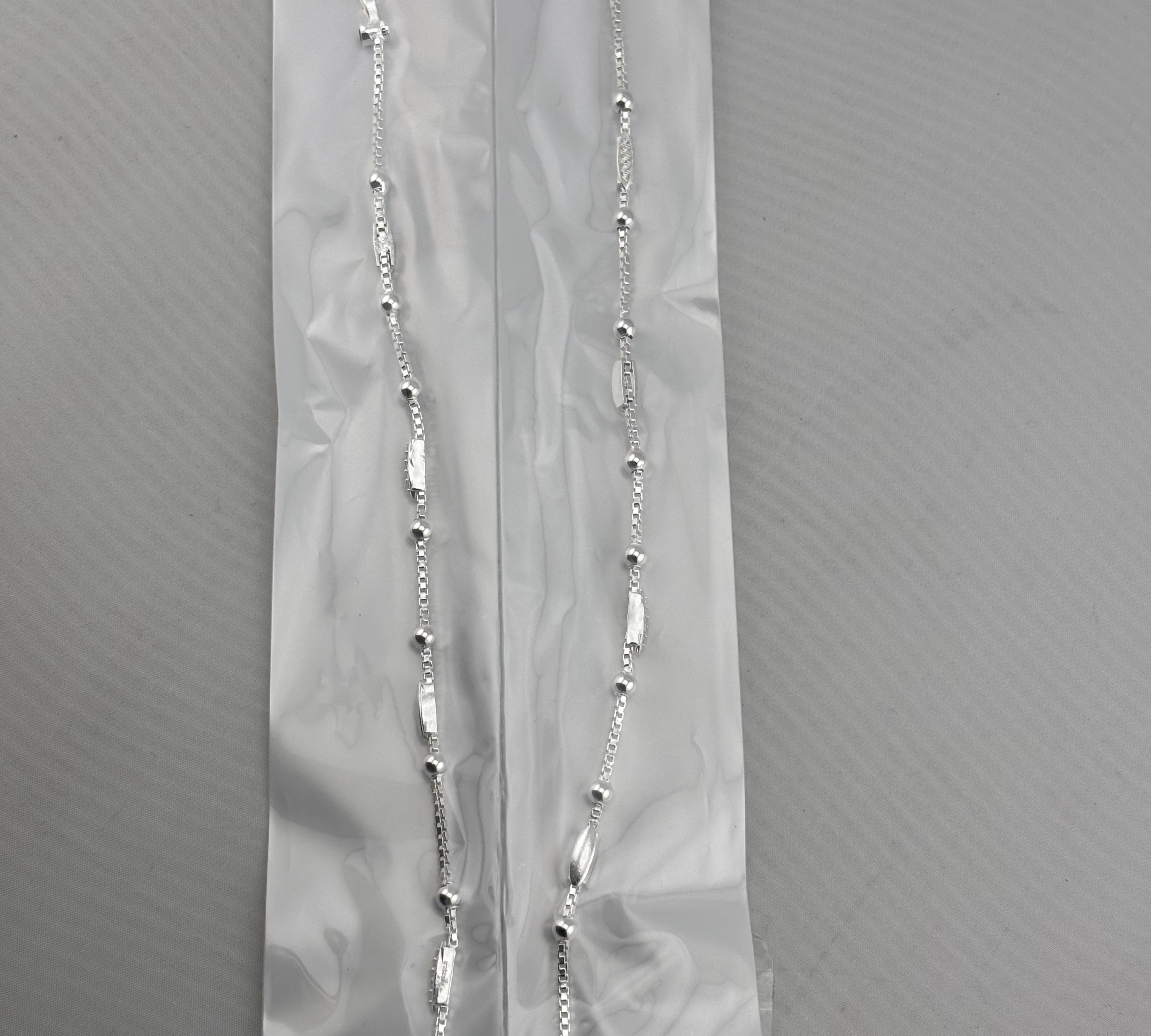 Ruby Touch Bar Silver Anklet – 99.9% Pure Silver – Adjustable – 16g