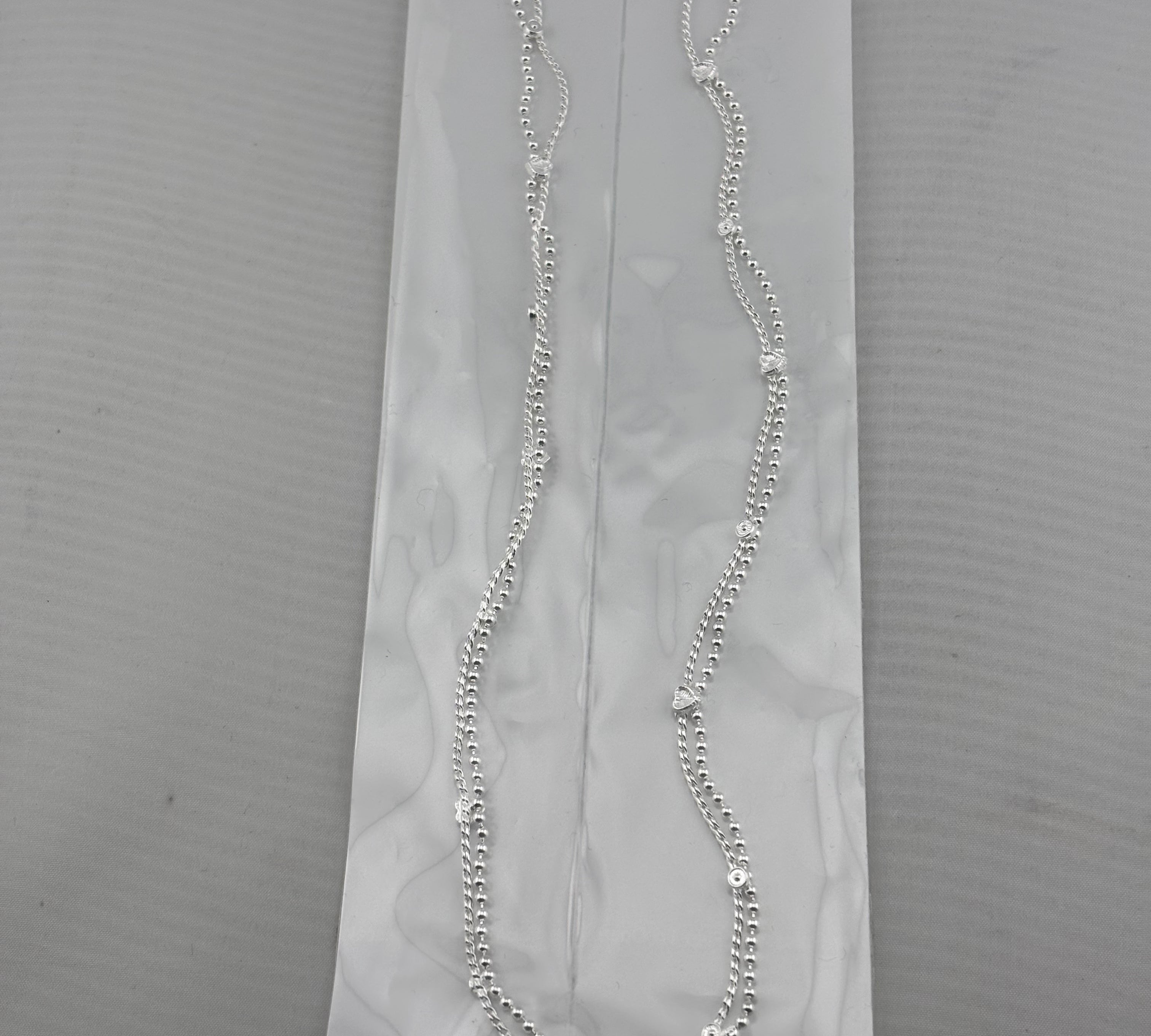 Double Wave Dot Silver Anklet – 99.9% Pure Silver – Adjustable – 14.08 g