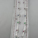 Rainbow Floral Layered Silver Anklet – 99.9% Pure Silver – Adjustable – 53.22 g