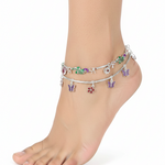 Royal Peacock Charm Anklet – 925 Sterling Silver – Multicolor Enamel Work – Adjustable