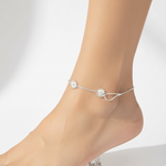 Floral Curve Chain Anklet – 925 Sterling Silver – Adjustable – 15g
