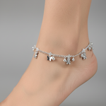 Floral Charm Chain Anklet – 925 Sterling Silver – Adjustable – 28g