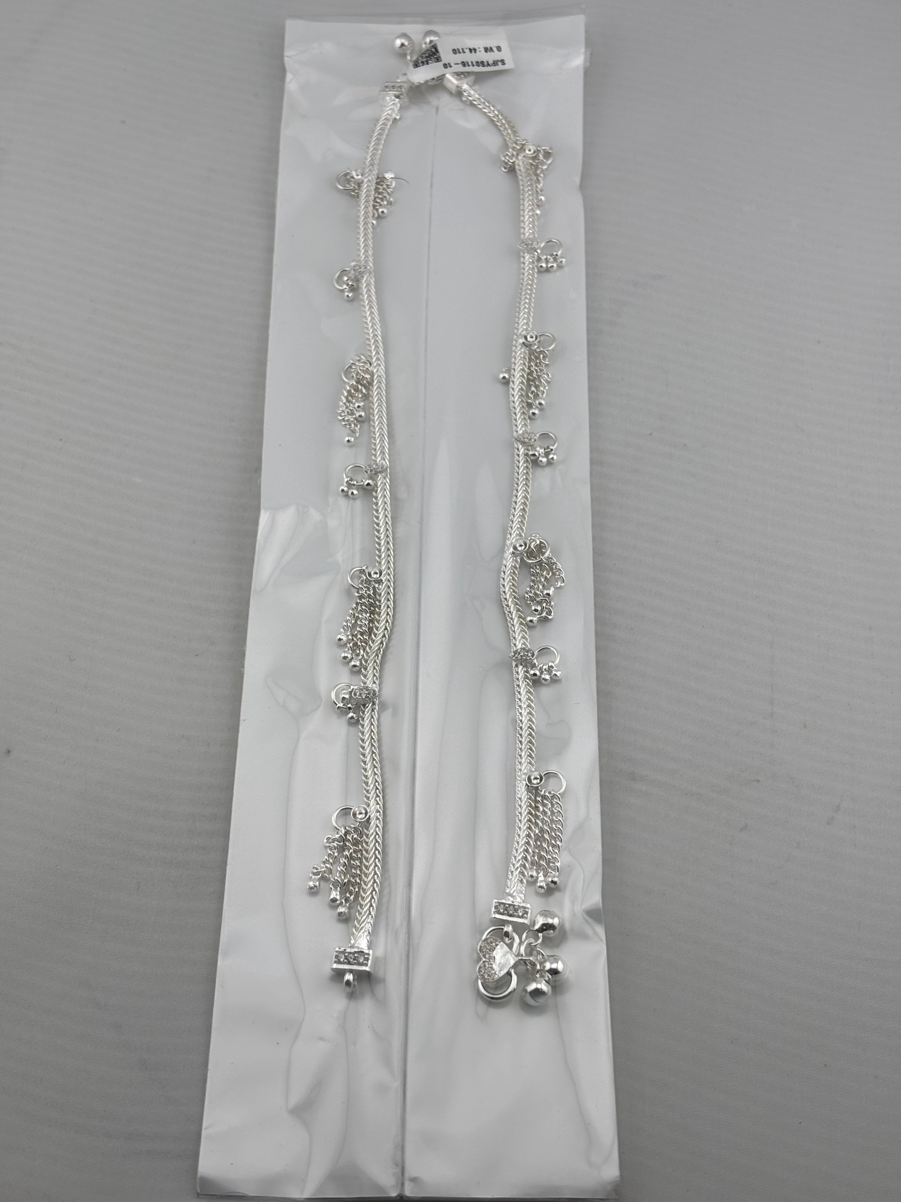 Tassel Charm Chain Anklet – 925 Sterling Silver – Adjustable – 45g