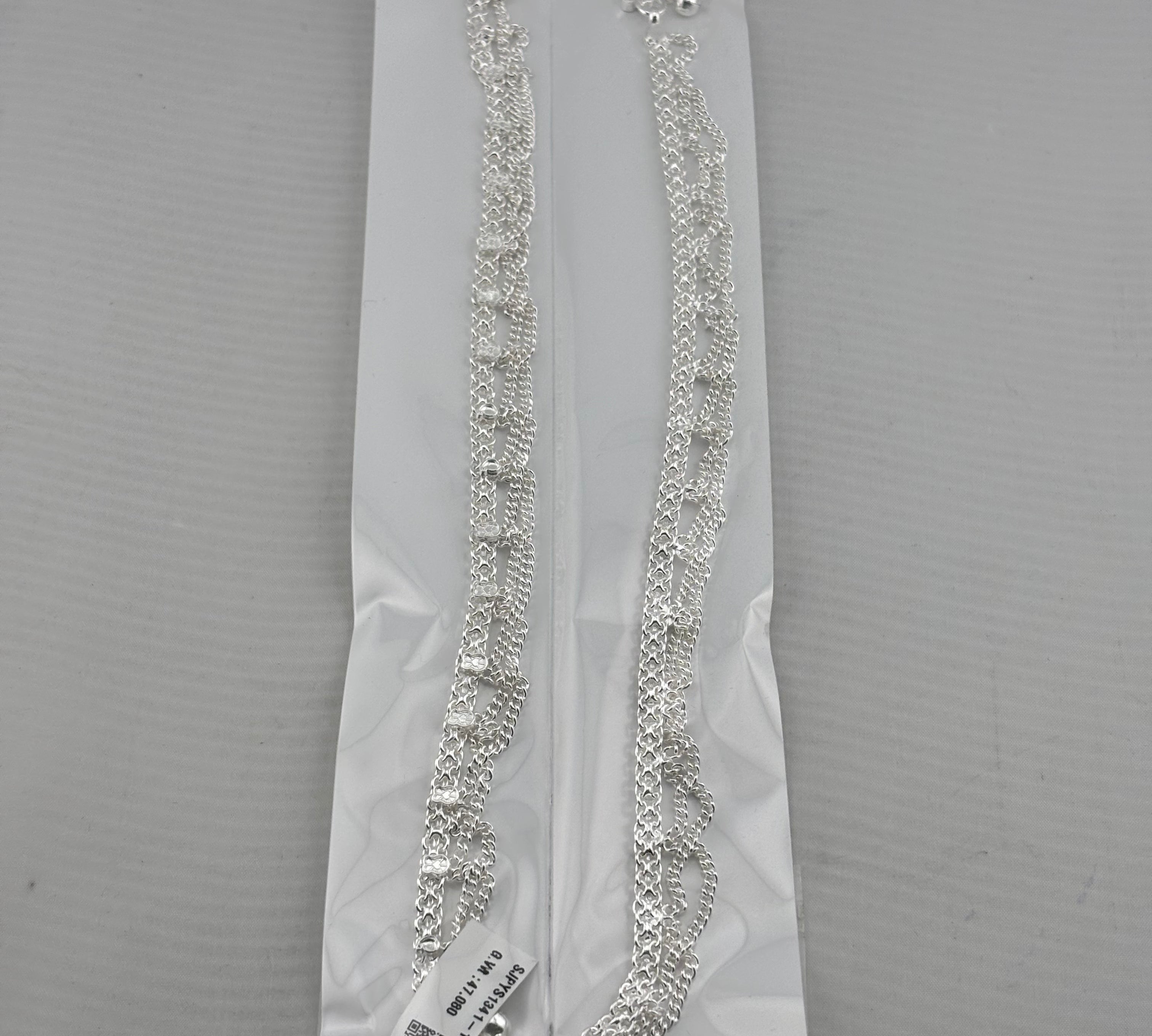 Linked Layer Chain Anklet – 925 Sterling Silver – Adjustable – 17g