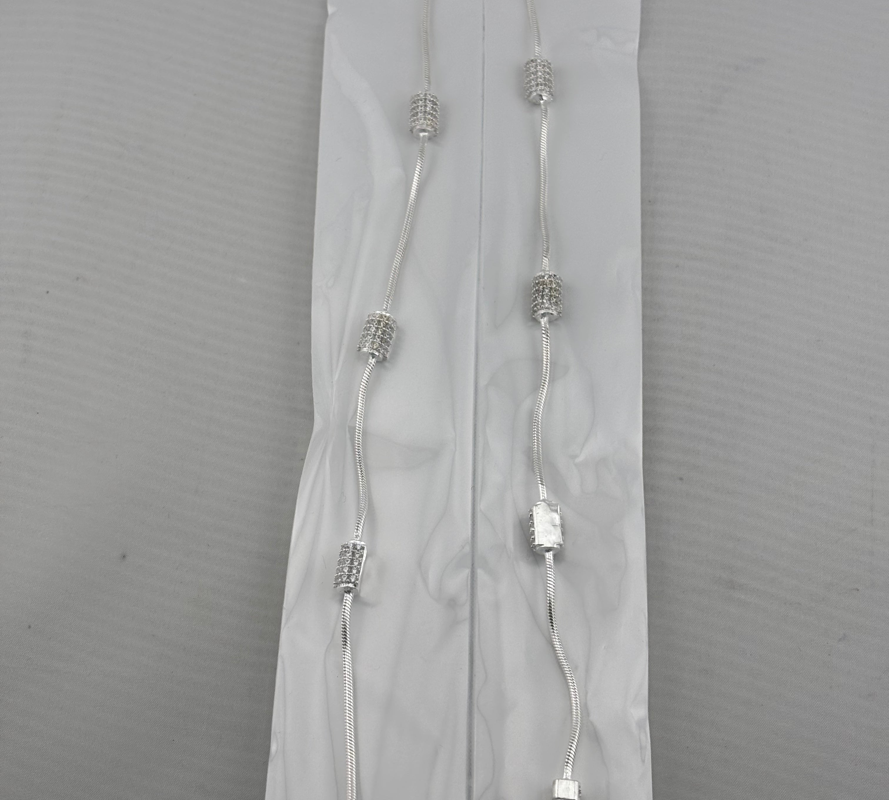 Textured Bead Snake Chain Anklet – 925 Sterling Silver – Adjustable – 30g