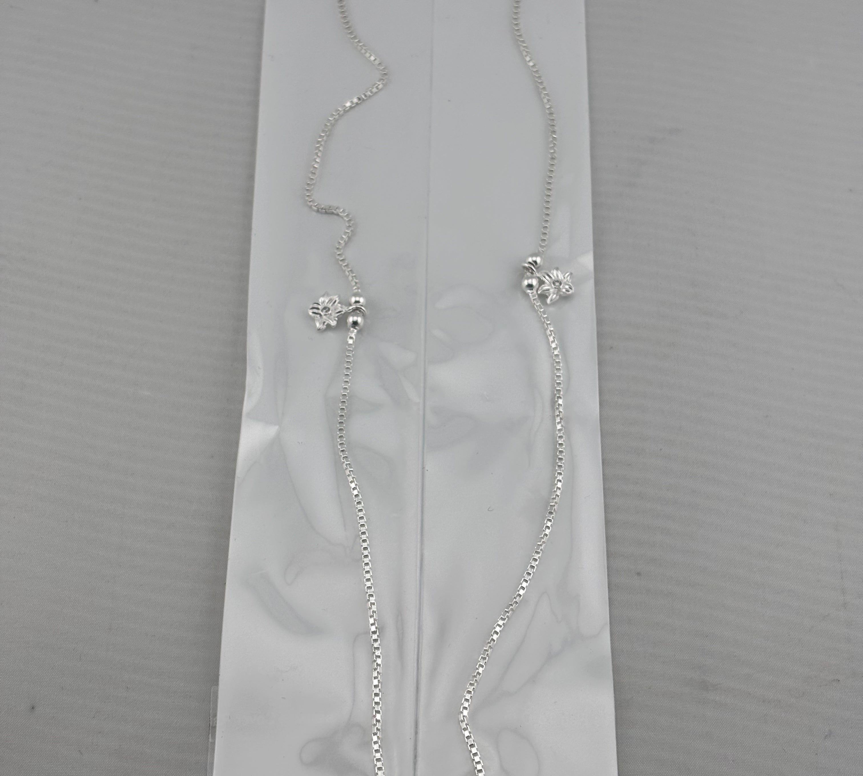 Floral Curve Minimal Anklet – 925 Sterling Silver – Adjustable – 11g