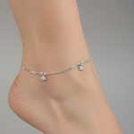 Floral Curve Minimal Anklet – 925 Sterling Silver – Adjustable – 11g