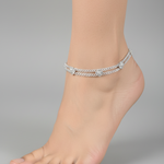 Floral Cluster Chain Anklet – 925 Sterling Silver – Adjustable – 24g