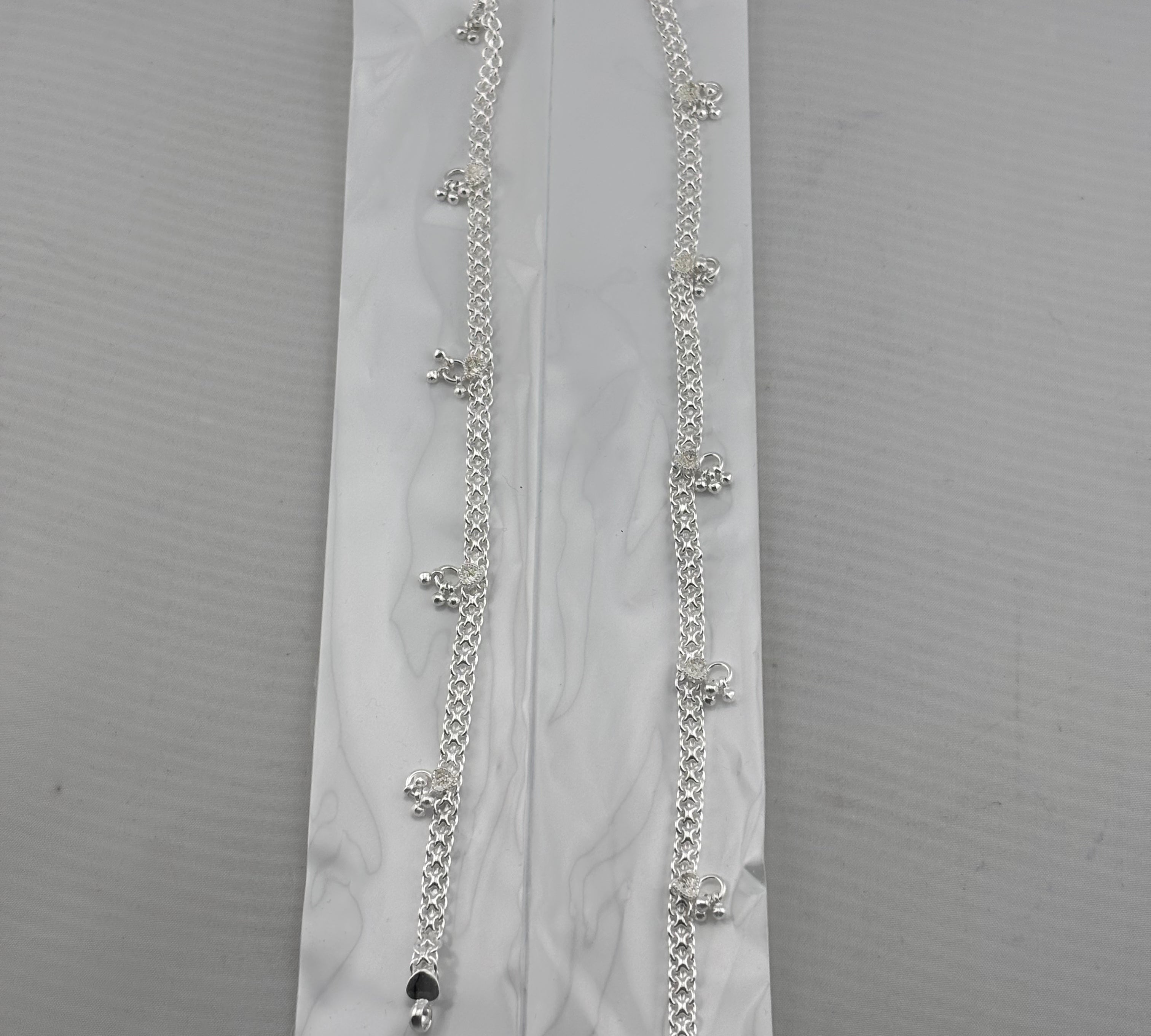Mini Ghungroo Chain Anklet – 925 Sterling Silver – Adjustable – 20.12g
