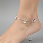 Pink Stone Curve Anklet – 925 Sterling Silver – Adjustable – Dual Tone Accent – 21g