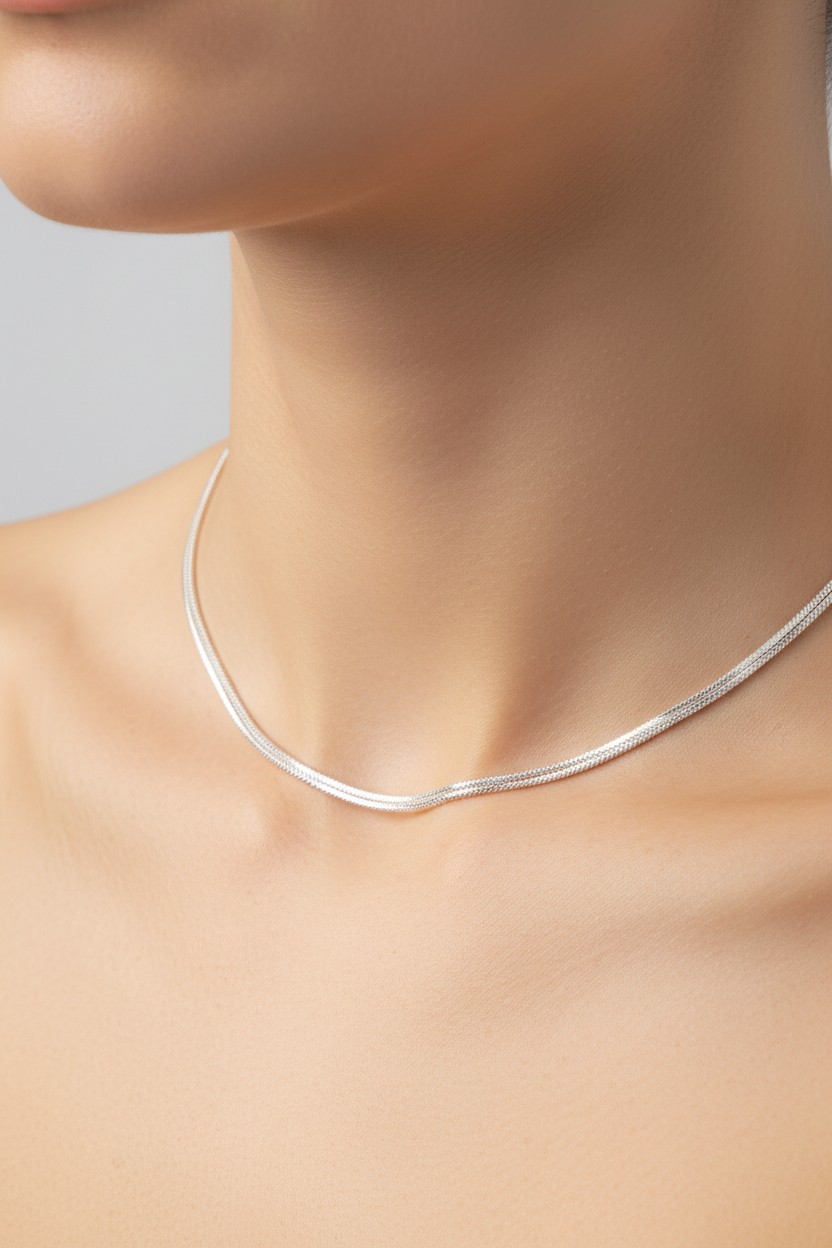 Snake Chain Silver Necklace in 925 Sterling Silver