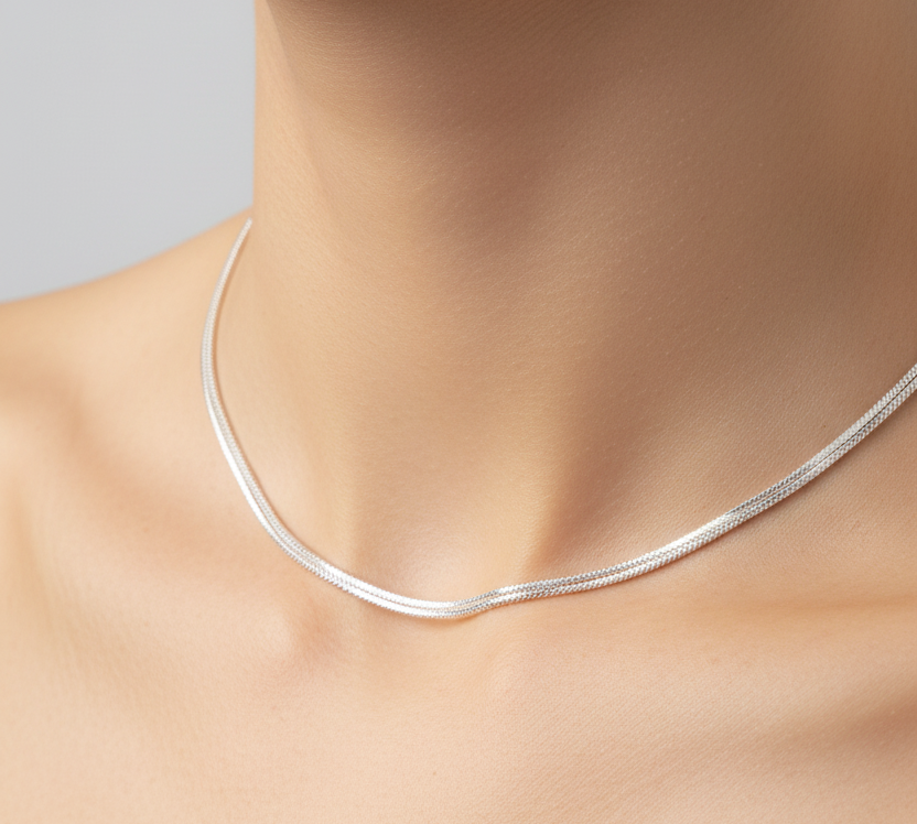 Snake Chain Silver Necklace in 925 Sterling Silver
