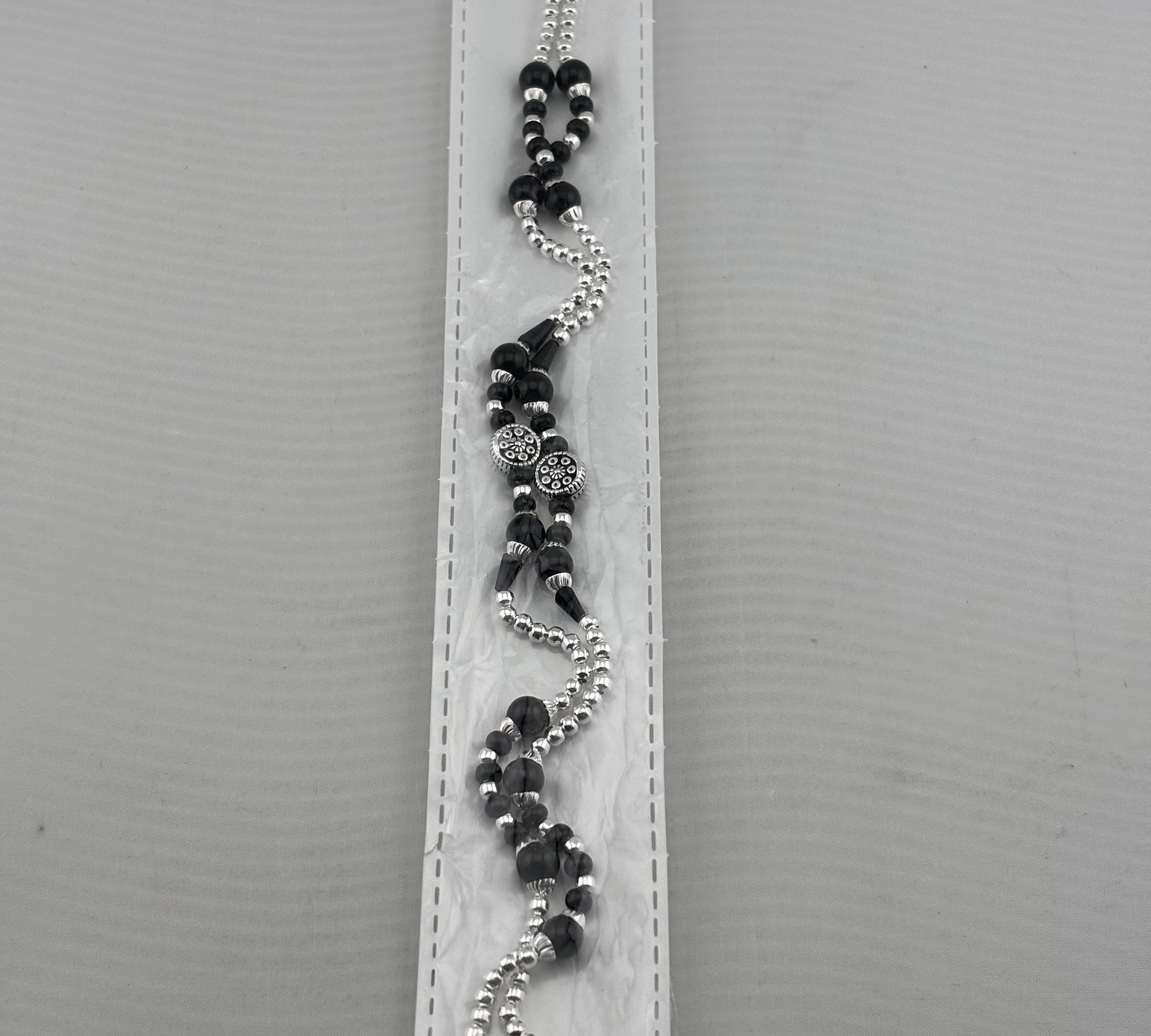 Designer Black Beaded Nazariya Anklet in 925 Sterling Silver