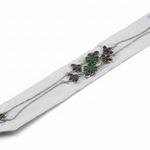 Multicolor Floral Statement Anklet – 925 Sterling Silver – Green & Pink Stone Design – 31g