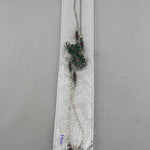 Floral Drop Anklet – 925 Sterling Silver – Green & Pink Stone Design – 26g