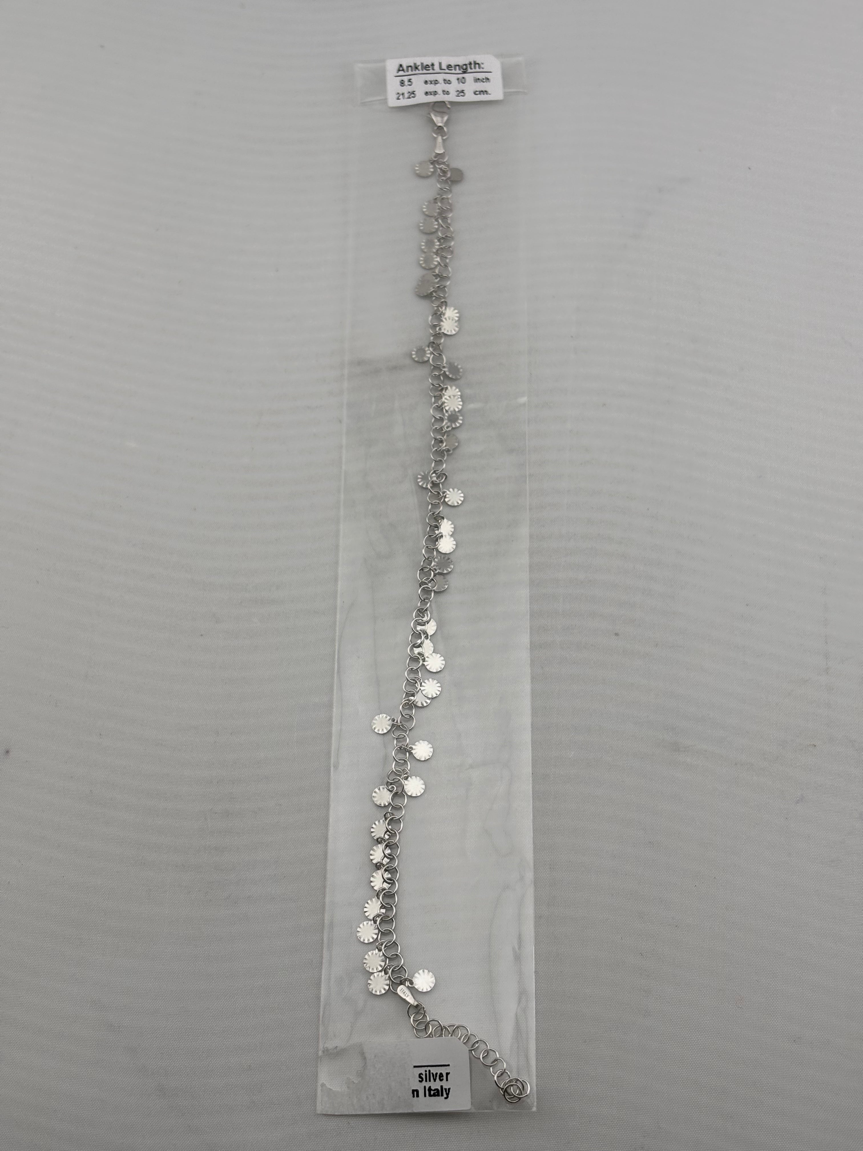 Multi Charm Anklet – 925 Sterling Silver – Heart Butterfly Lucky Charms Design – 21g
