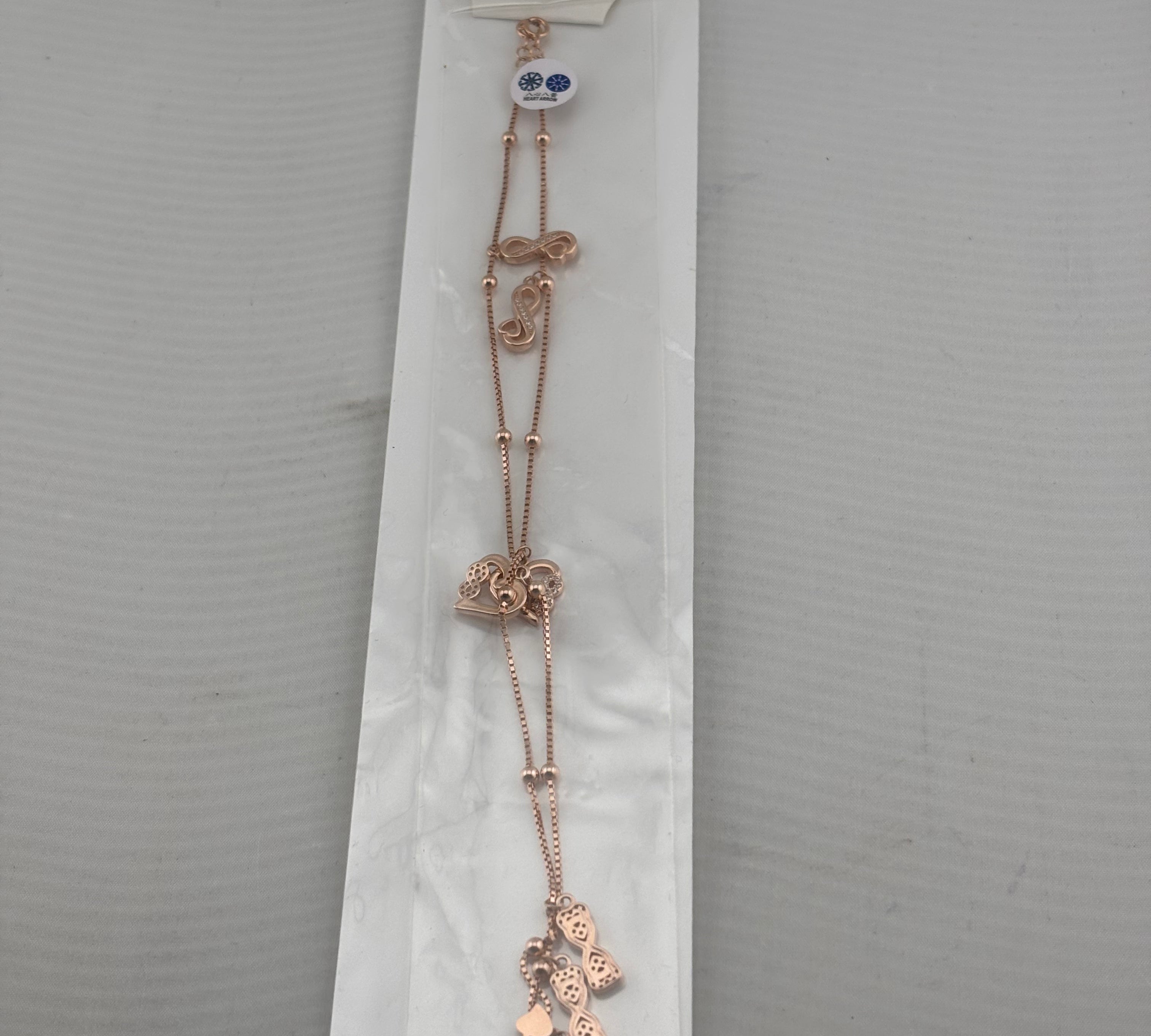 Rose Gold Evil Eye Anklet – Multi Charm Design – Adjustable Trendy Anklet – 10.60g