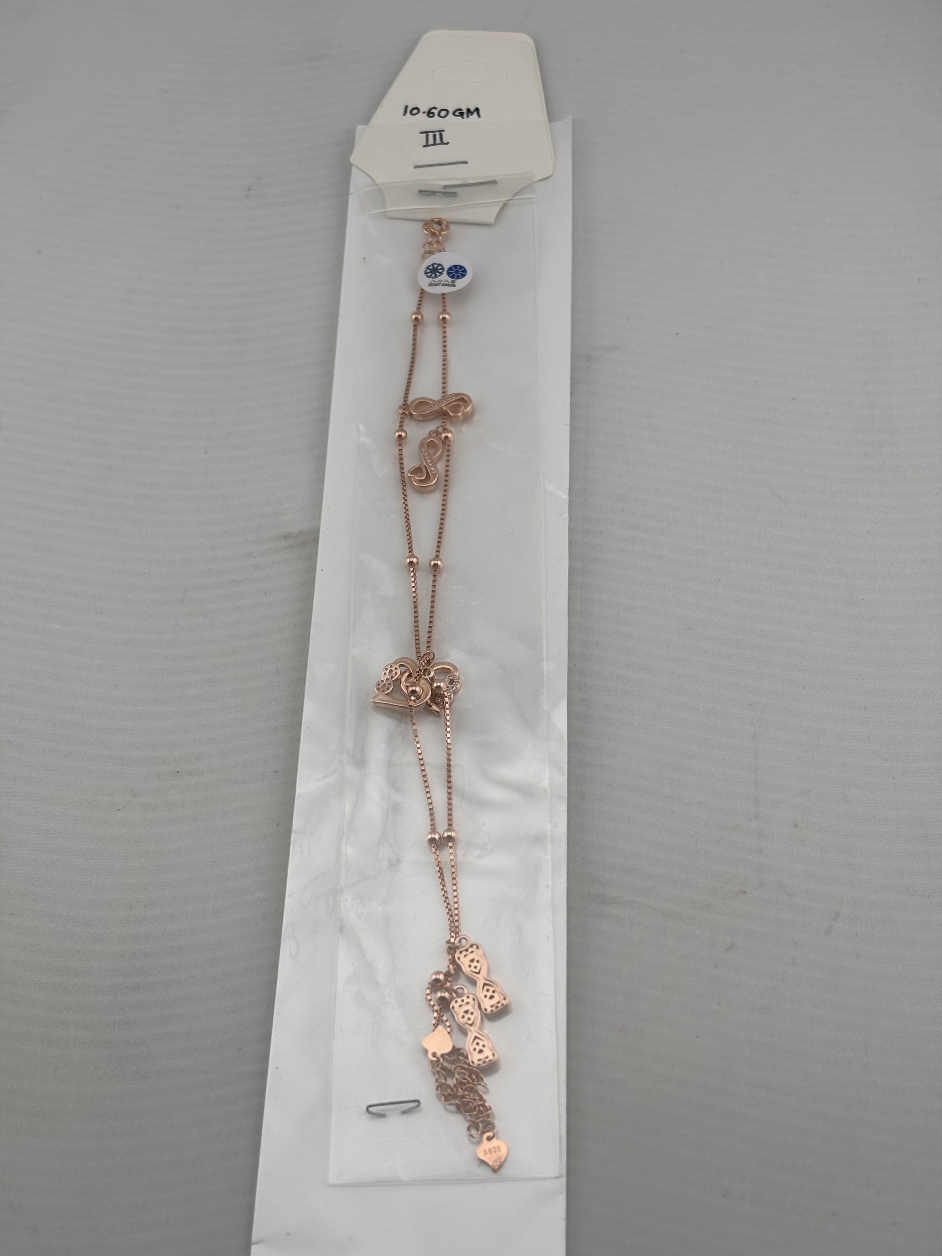 Rose Gold Evil Eye Anklet – Multi Charm Design – Adjustable Trendy Anklet – 10.60g