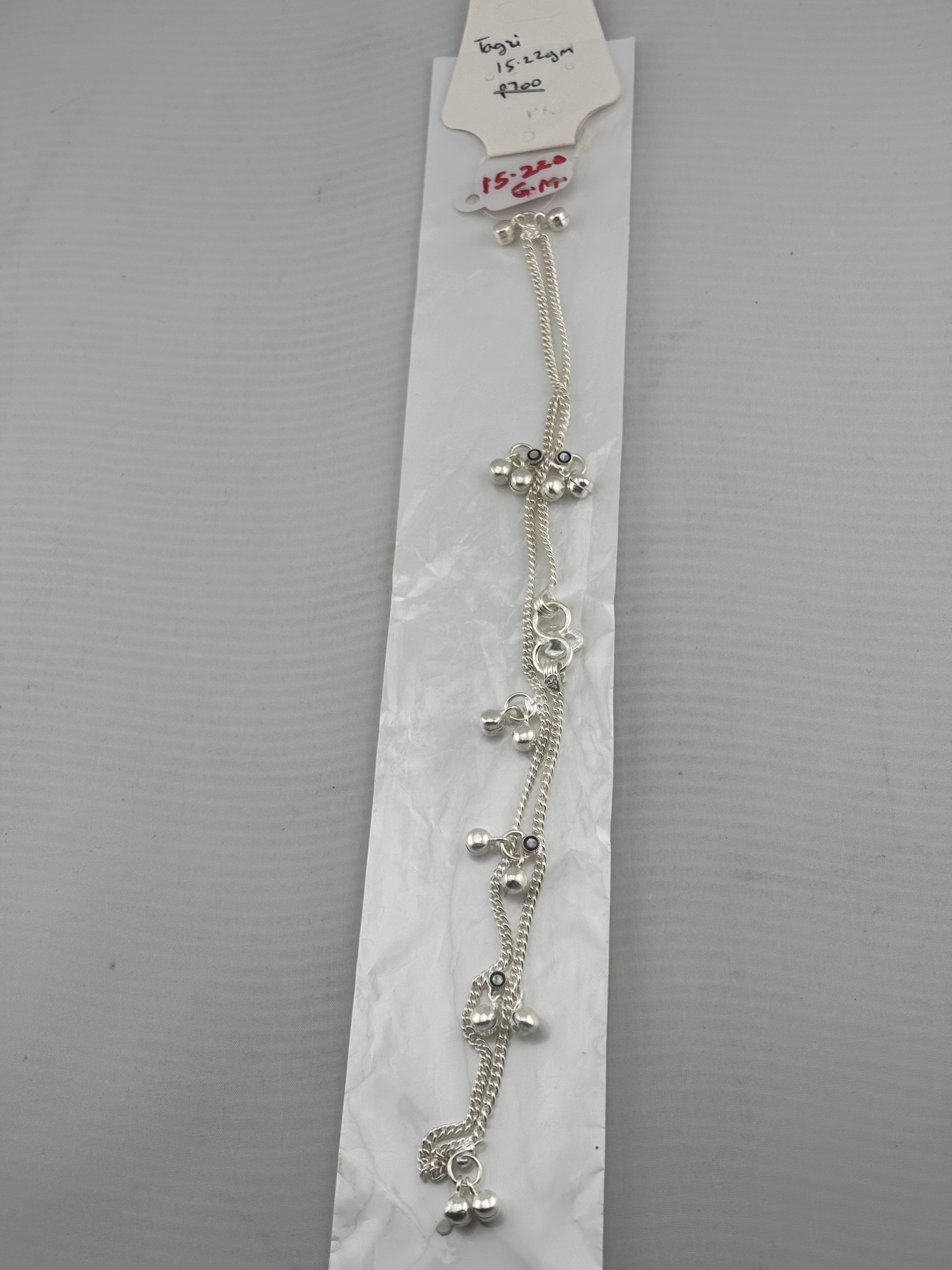 Ghungroo Evil Eye Anklet – 925 Sterling Silver – Dual Chain Charm Design – 15g