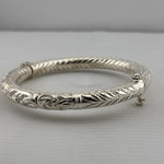 Engraved Hinged Kada Anklet – 925 Sterling Silver Thick Traditional Anklet – 66g