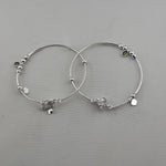 Adjustable Charm Anklet Pair – 925 Sterling Silver Wire Anklet with Stone Charms – 27g