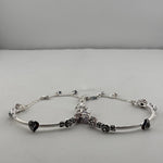 Designer Kada Anklet Pair with Enamel Charms – 925 Sterling Silver Adjustable Anklet – 43g