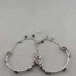 Designer Kada Anklet Pair with Enamel Charms – 925 Sterling Silver Adjustable Anklet – 43g