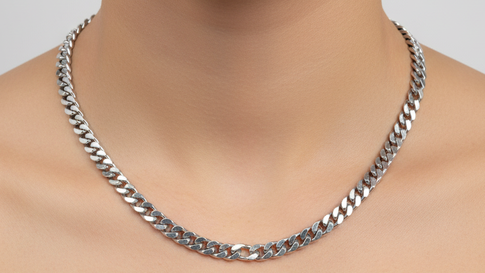 Heavy Curb Link Silver Chain in 925 Sterling Silver | Thick Chain Necklace
