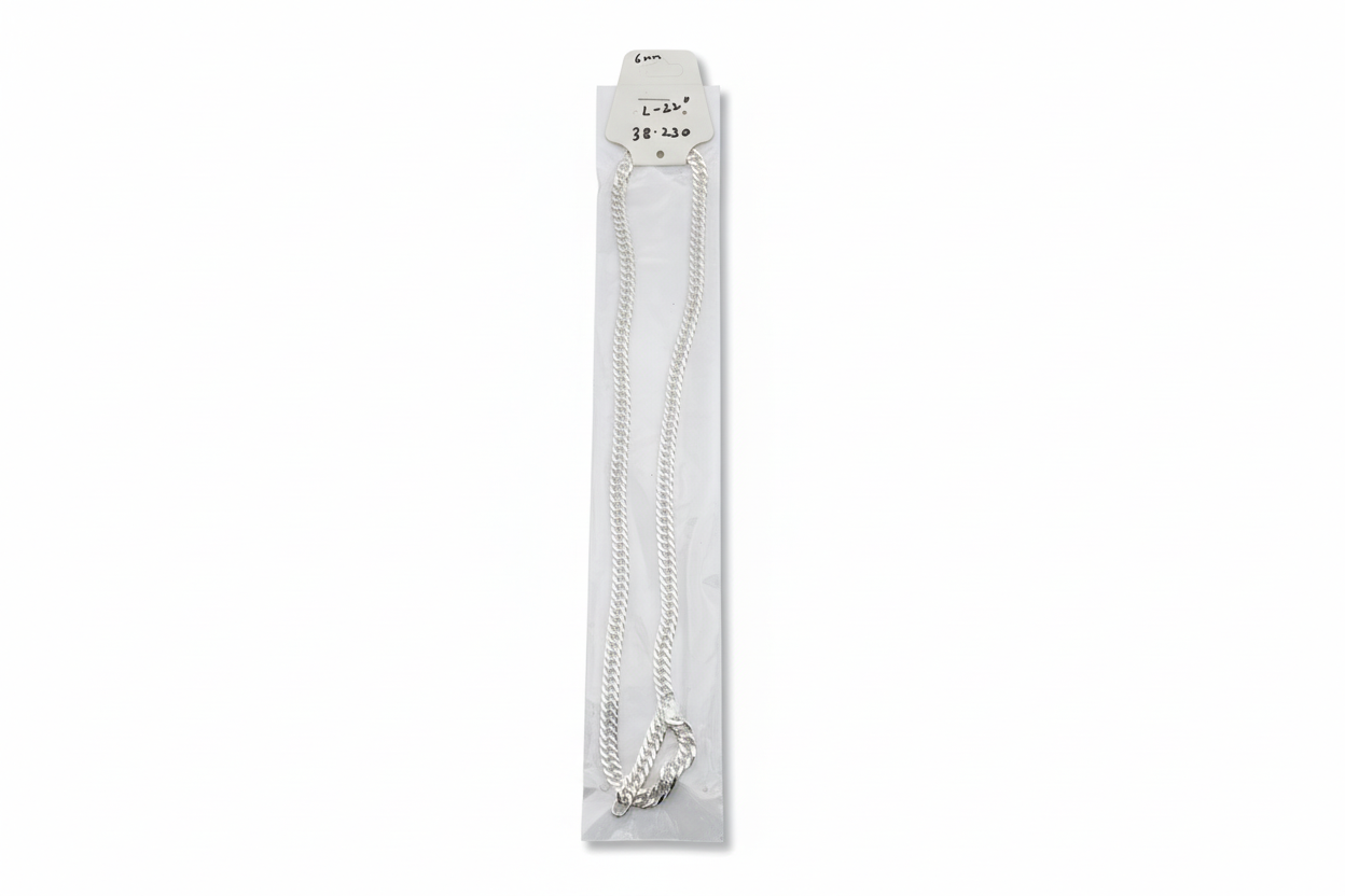 Japanese Curb Silver Chain in 925 Sterling Silver | Sleek Flat Link Chain Necklace